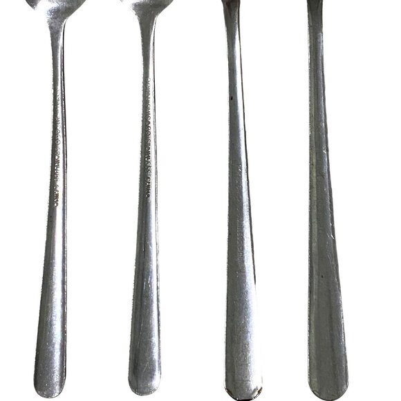 Royal Chicago Stainless Steel China Teaspoon Lot of 8 Art Deco Dining Kitchen - Picture 5 of 6